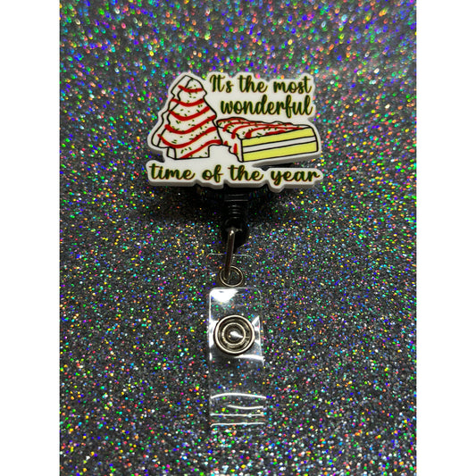 Christmas Tree Cakes Badge Reel with Swivel Back