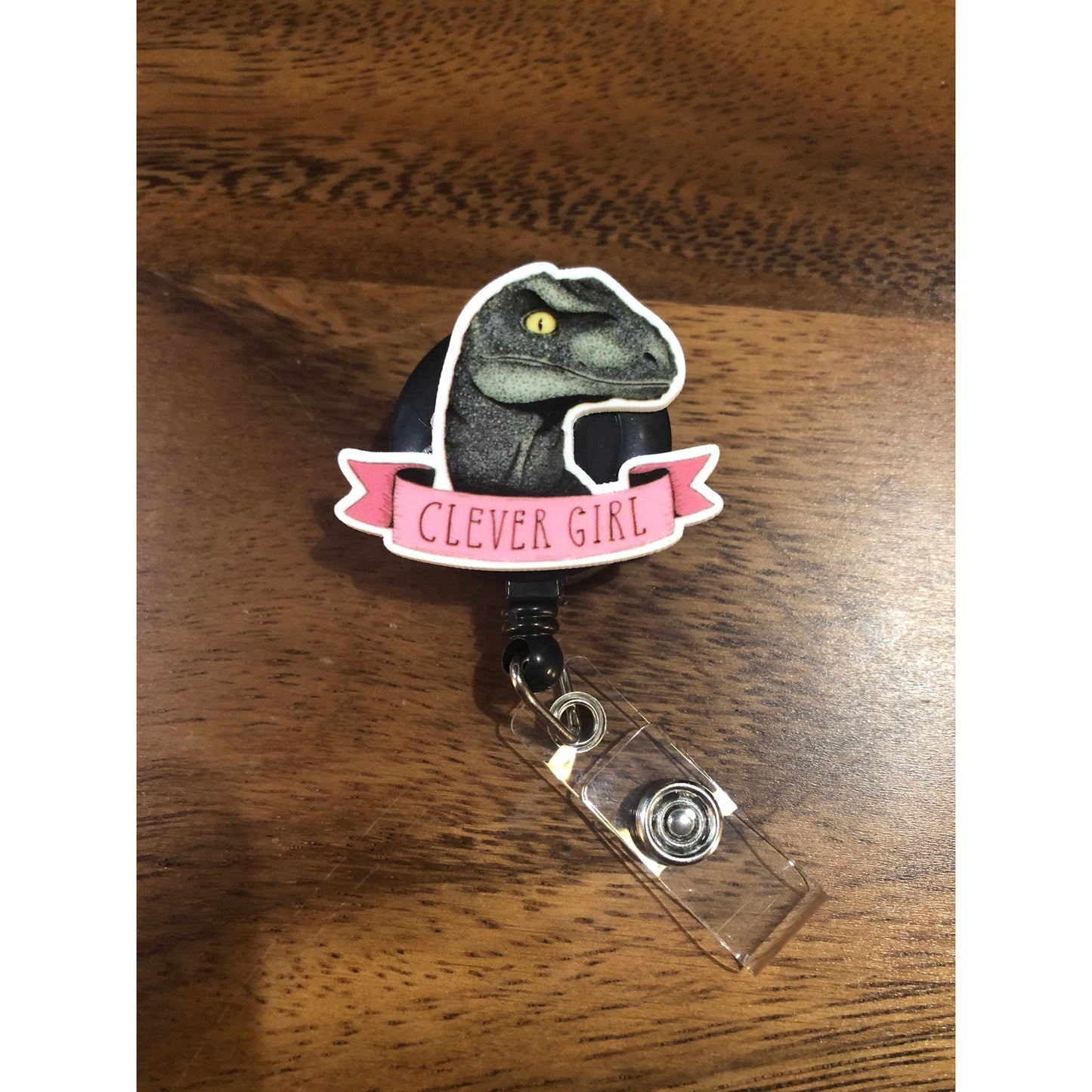 Clever Girl Jurassic Park Badge Reel with Swivel Back