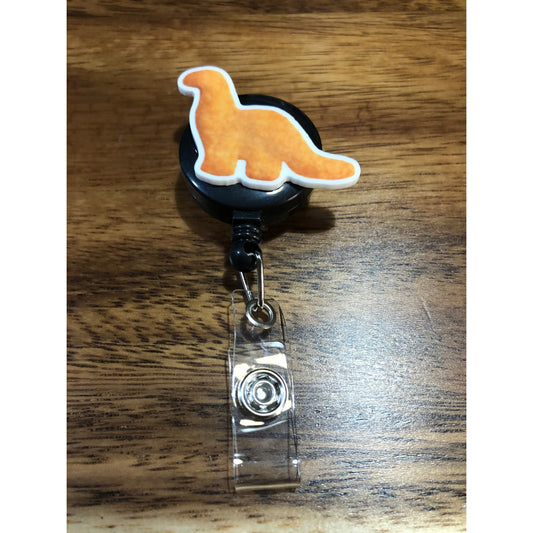 Dinosaur Dino Nuggets Nuggies Badge Reel with Swivel Back