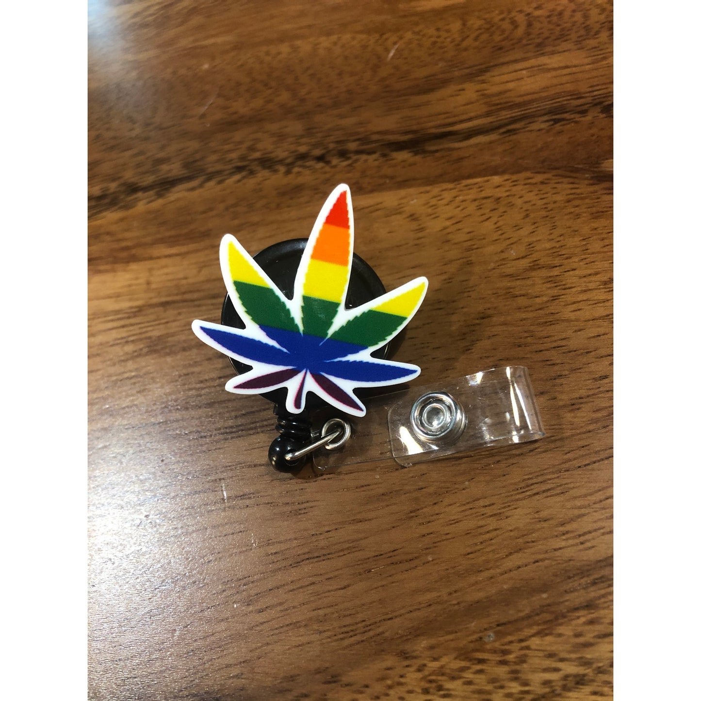 Rainbow 420 Pride Flag Badge Reel with Swivel Back