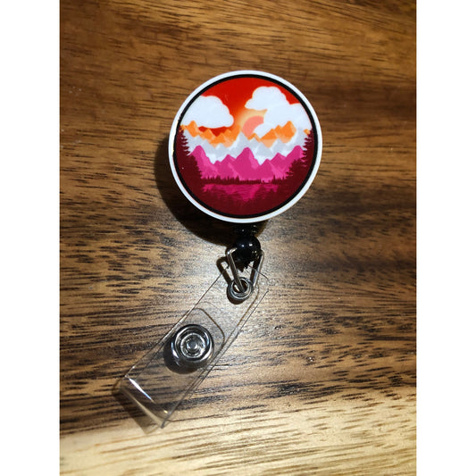 Lesbian Pride Flag Badge Reel with Swivel Back