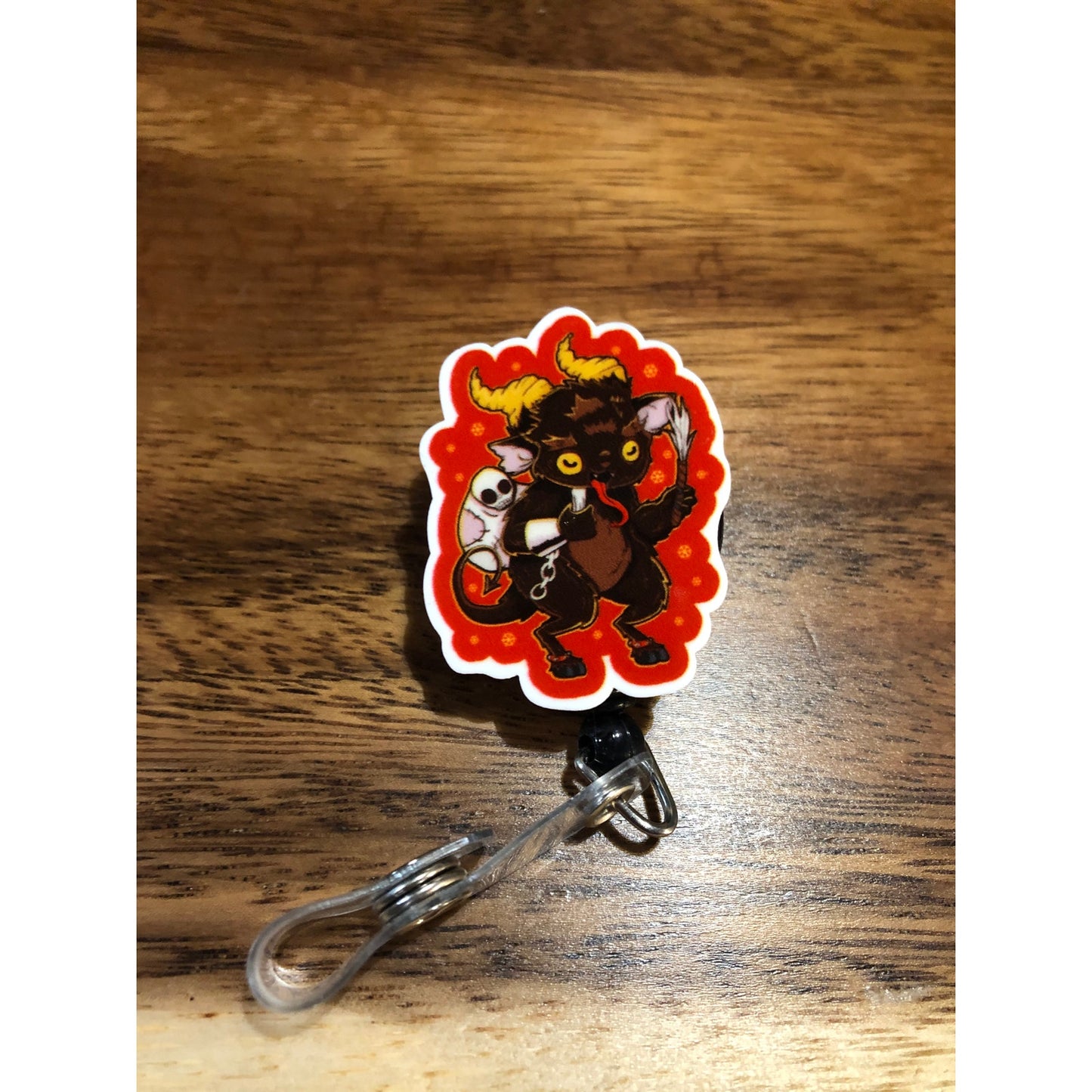 Krampus Christmas Badge Reel with Swivel Back