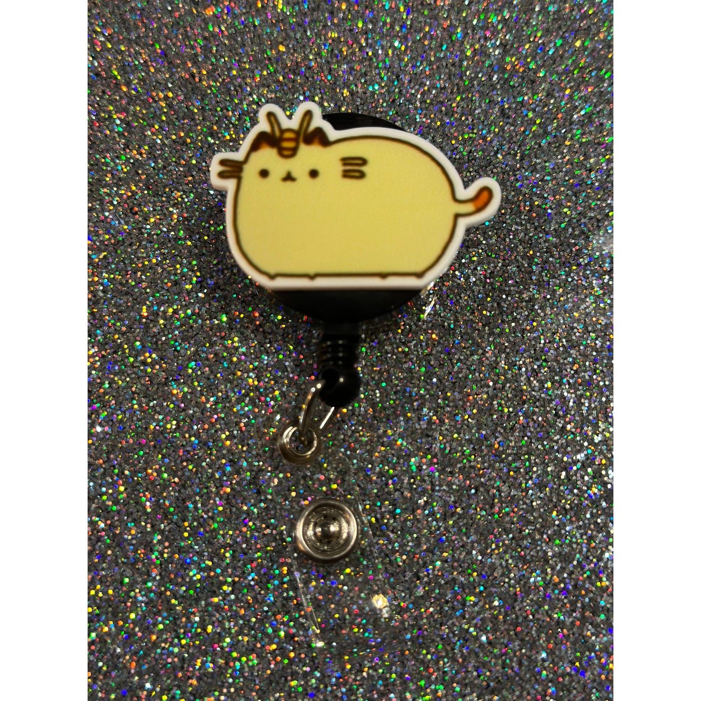 Pokemon Meowth Pusheen Badge Reel with Swivel Back