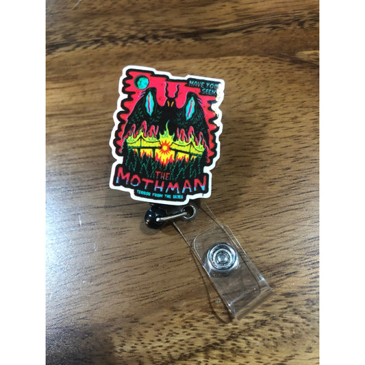 Mothman Cryptid Badge Reel with Swivel Back