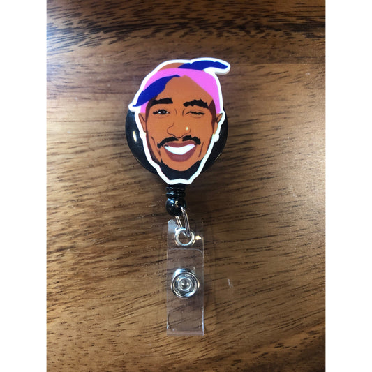 Tupac Badge Reel with Swivel Back