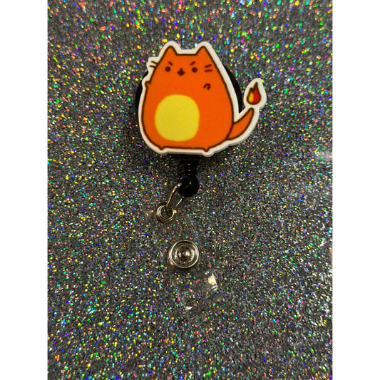 Pokemon Charmander Pusheen Badge Reel with Swivel Back