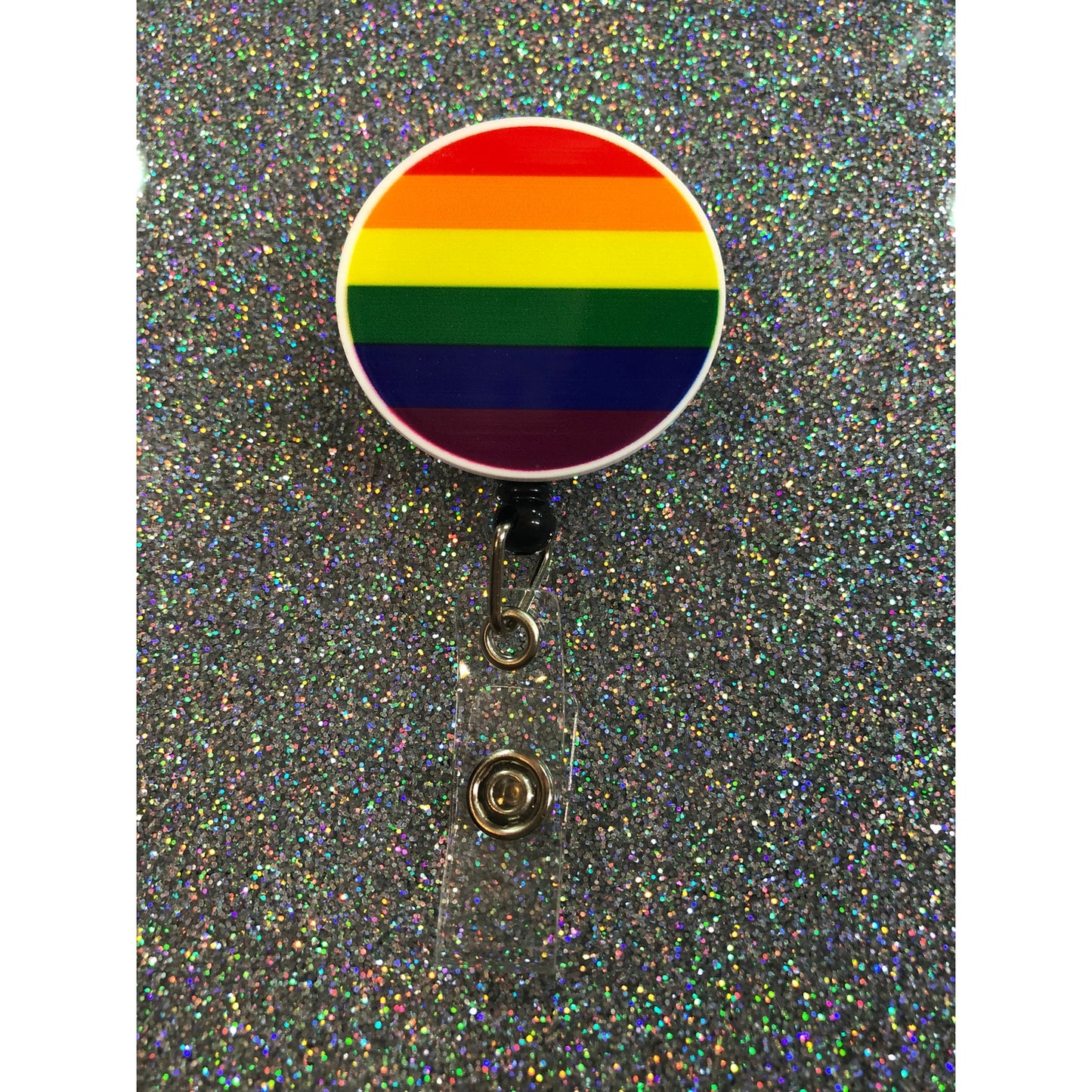 Rainbow Pride Flag Badge Reel with Swivel Back