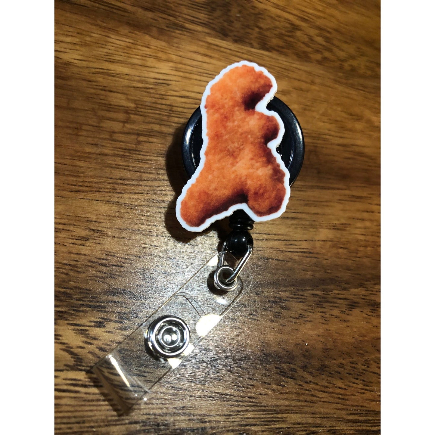 Dinosaur Dino Nuggets Nuggies Badge Reel with Swivel Back