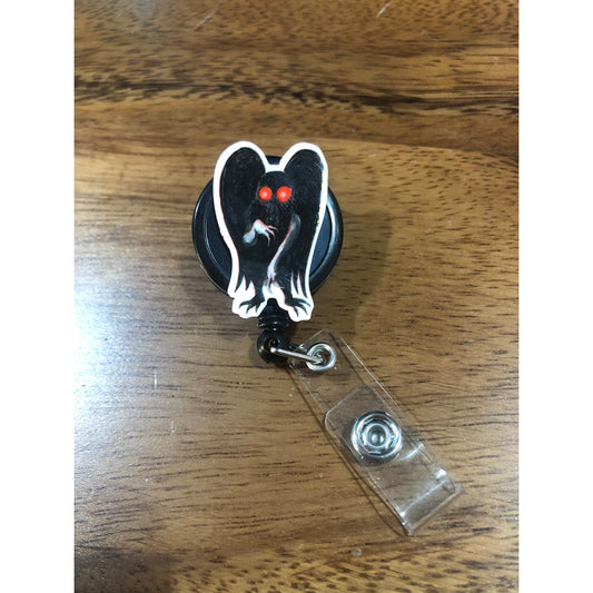 Mothman Cryptid Badge Reel with Swivel Back