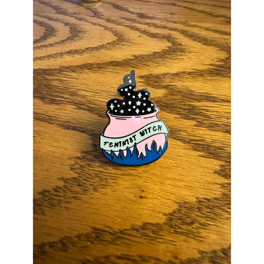 Feminist Witch Pinback Label Pin