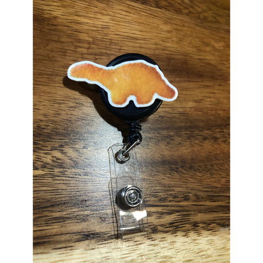 Dinosaur Dino Nuggets Nuggies Badge Reel with Swivel Back