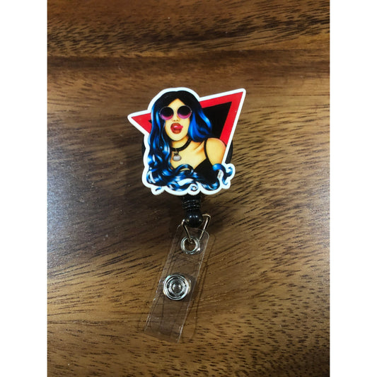 Adore Delano Drag Queen Badge Reel with Swivel Back