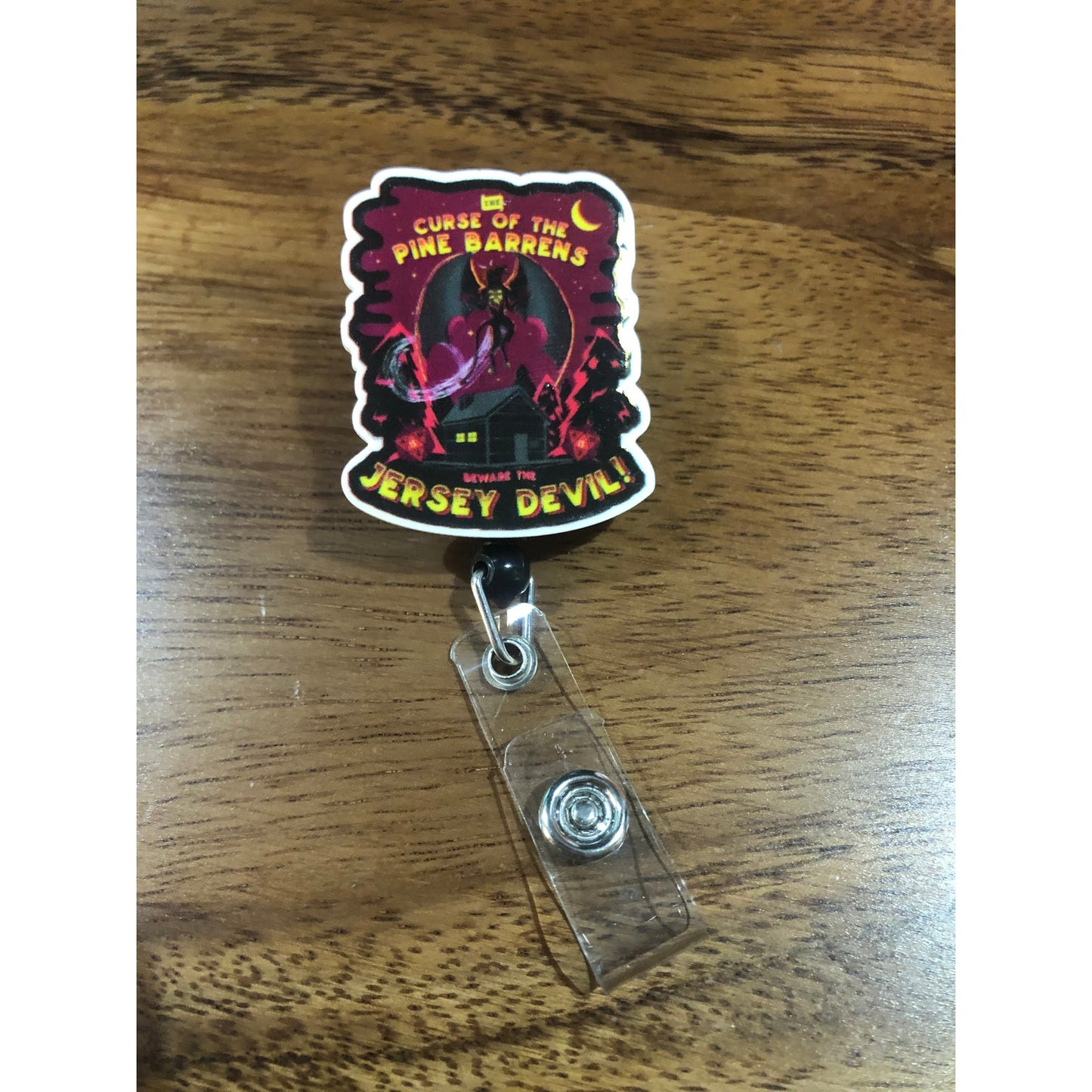 Jersey Devil Cryptid Badge Reel with Swivel Back