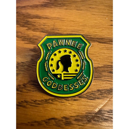 Pawnee Goddesses Parks and Rec Pinback Label Pin