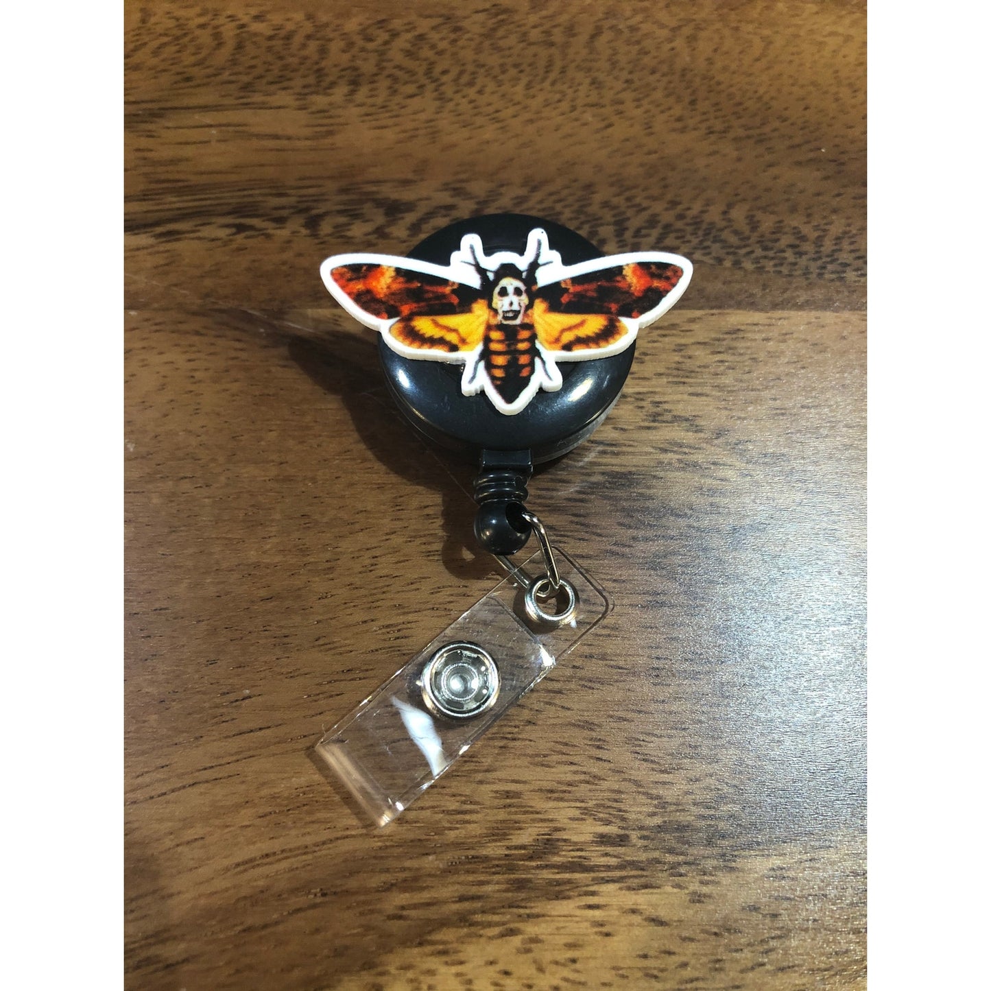 Deaths Head Moth Hannibal Silence of the Lambs Badge Reel with Swivel Back