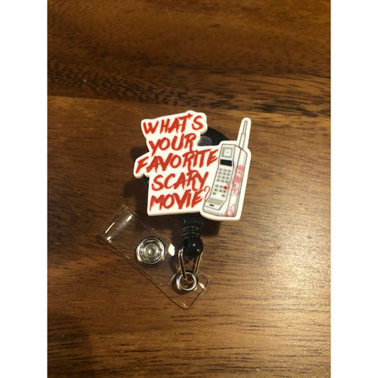 Whats your favorite Scary Movie? Scream Badge Reel with Swivel Back