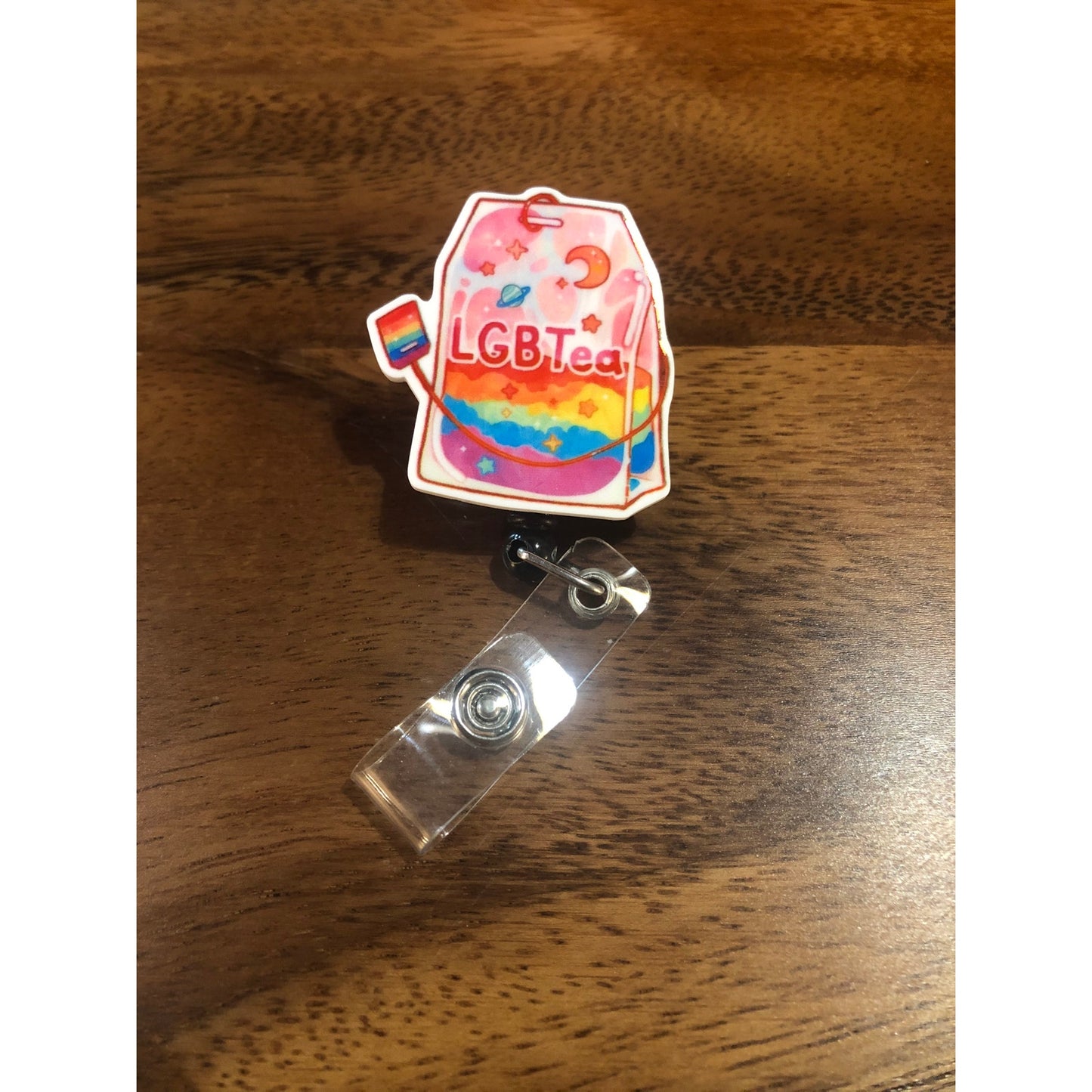 LGBTea Pride Flag Badge Reel with Swivel Back