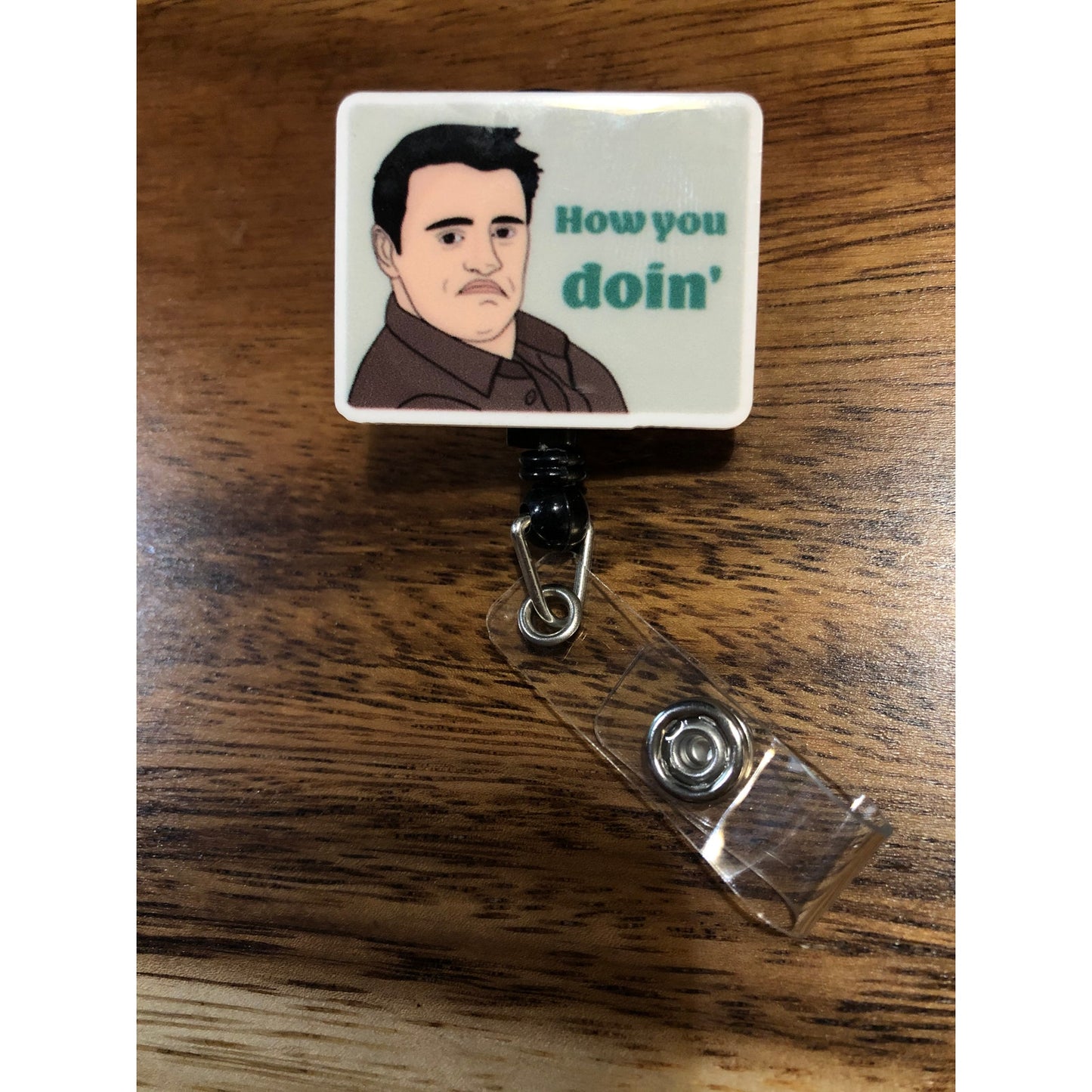 Friends How you doin Badge Reel with Swivel Back