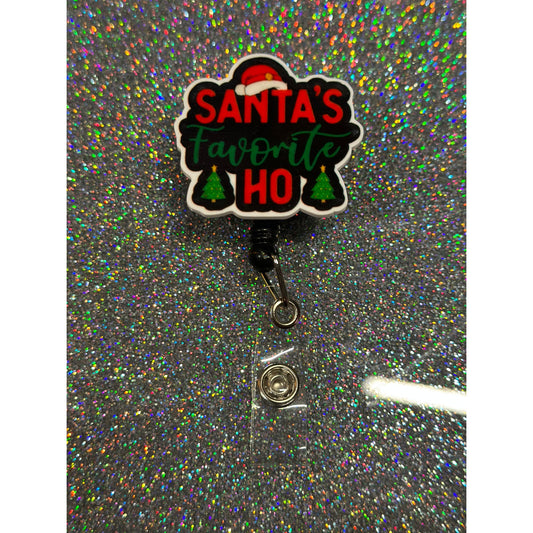 Santa's Favorite Ho Badge Reel with Swivel Back