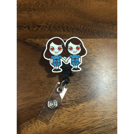 The Shining Twins Badge Reel with Swivel Back