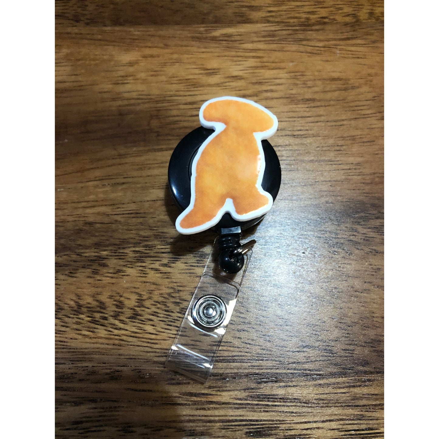 Dinosaur Dino Nuggets Nuggies Badge Reel with Swivel Back