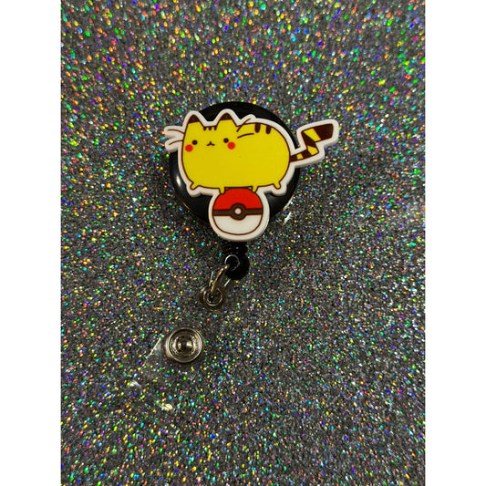 Pokemon Pikachu Pusheen Badge Reel with Swivel Back