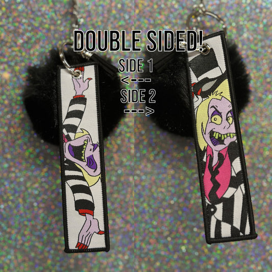 Beetlejuice Key Fob Keychain with Pom Pom