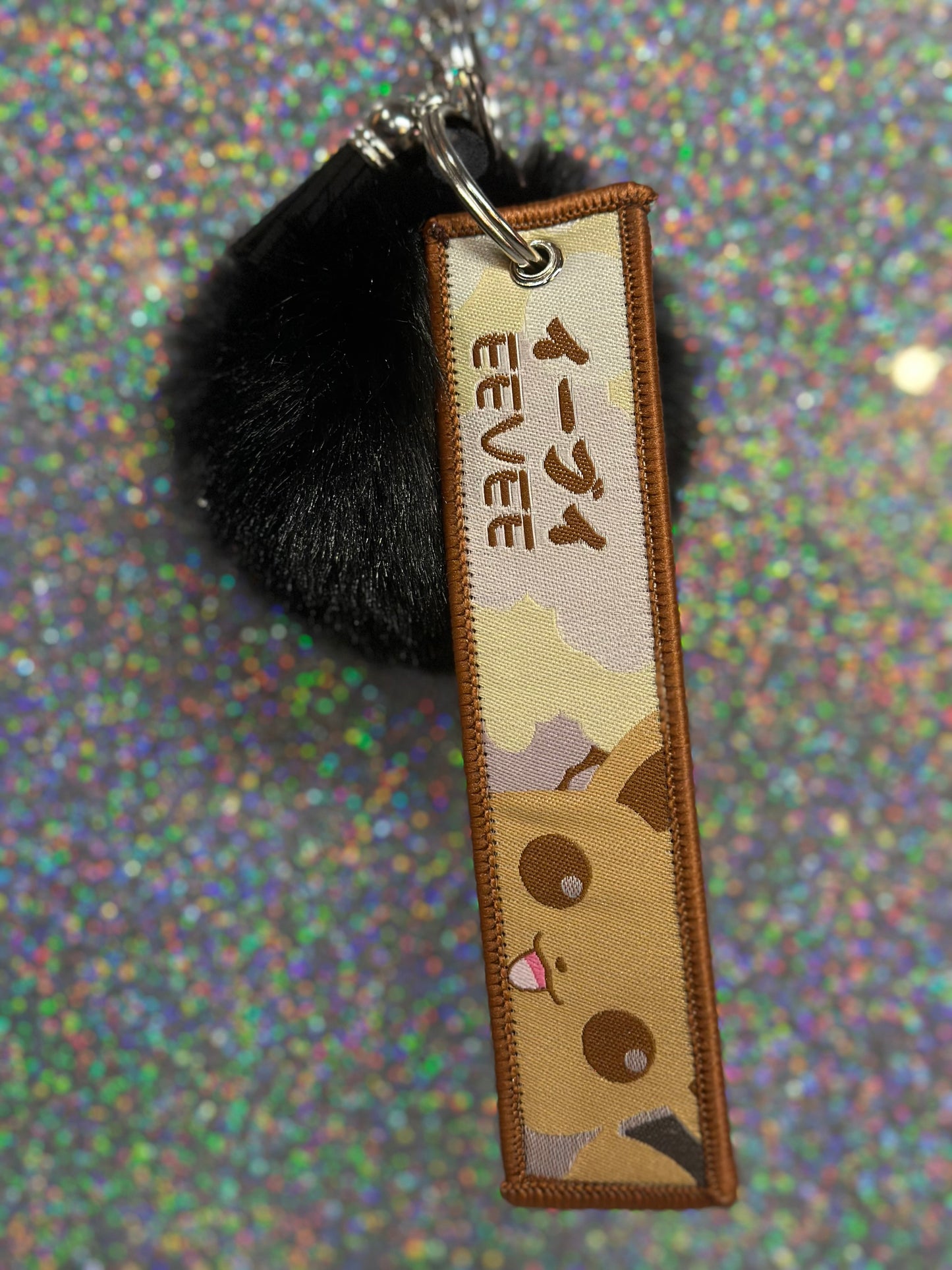 Pokemon Eevee Key Fob Keychain with Pom Pom