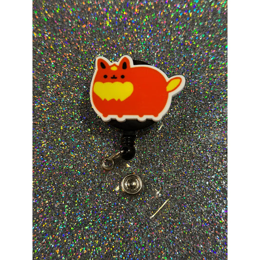 Pokemon Flareon Pusheen Badge Reel with Swivel Back