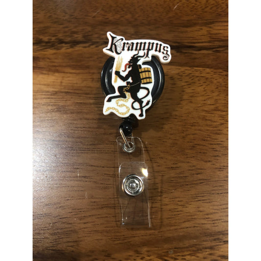 Krampus Christmas Badge Reel with Swivel Back