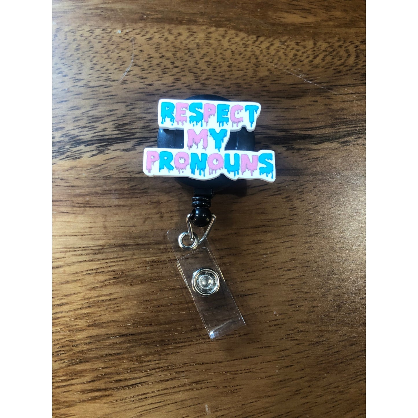 Respect My Pronouns Badge Reel with Swivel Back