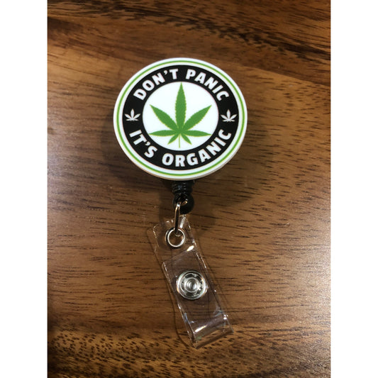 Don't Panic It's Organic 420 Badge Reel with Swivel Back