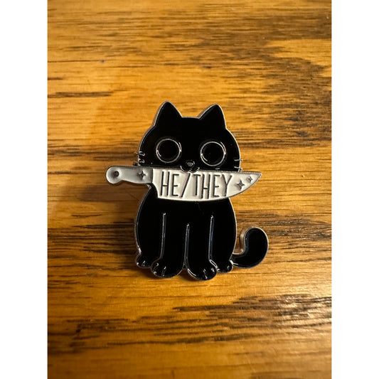 He/They Pronoun Pinback Label Pin