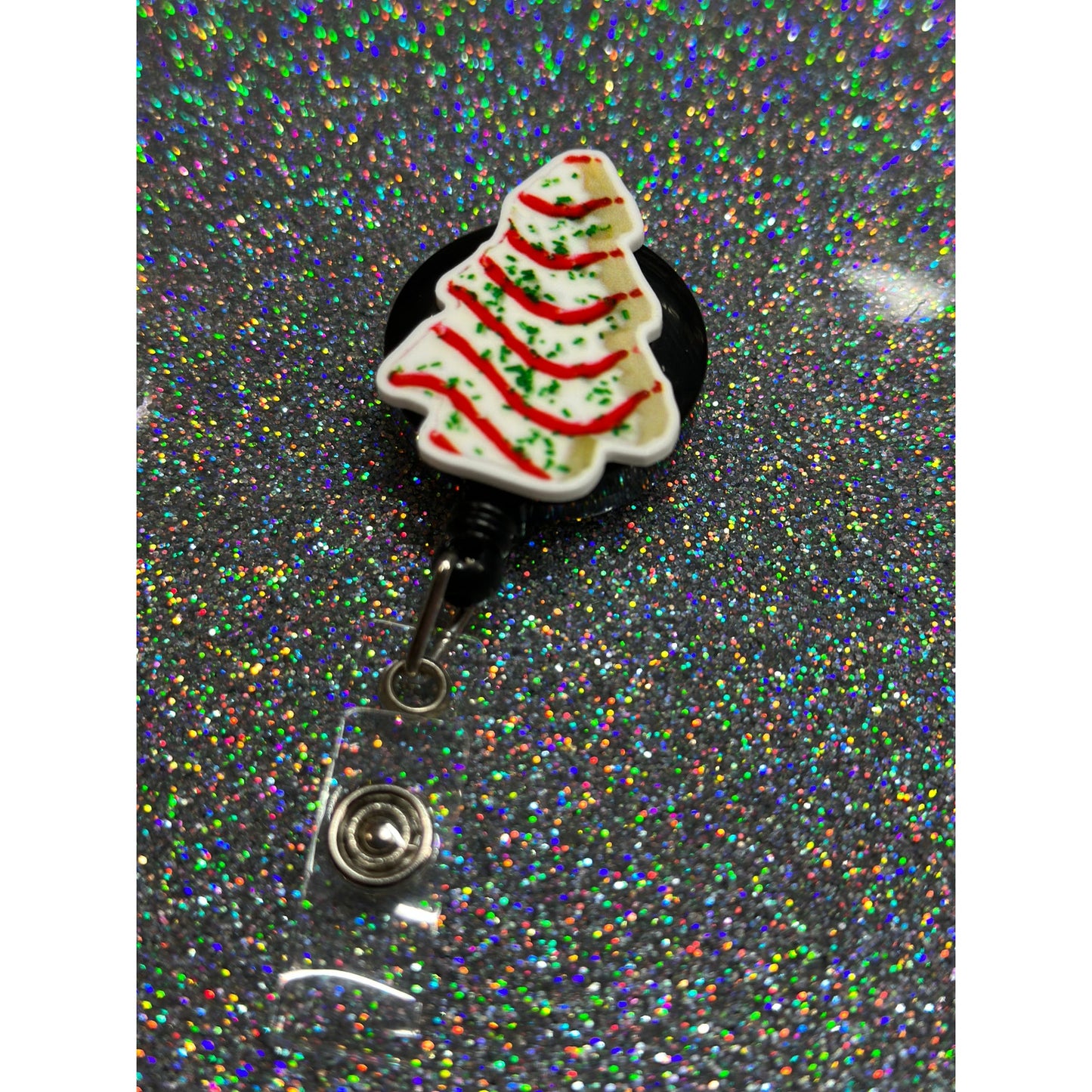 Christmas Tree Cakes Badge Reel with Swivel Back