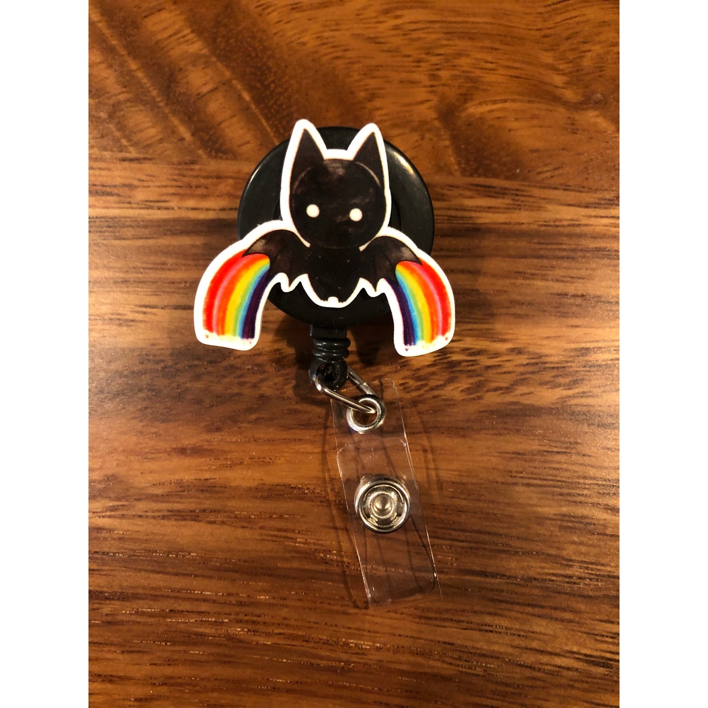 Rainbow Bat Badge Reel with Swivel Back