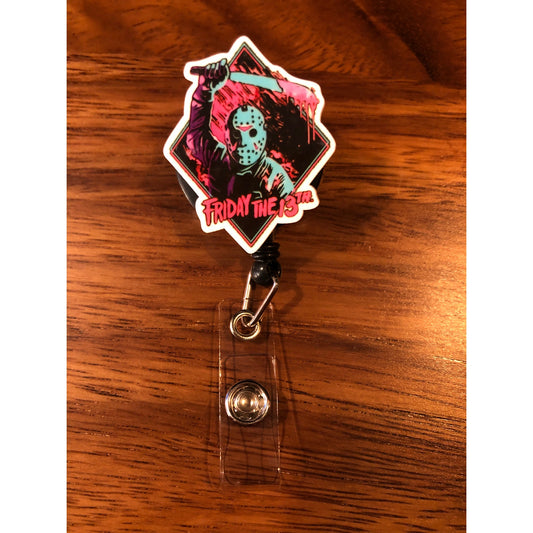 Friday the 13th Jason Vorhees Badge Reel with Swivel Back