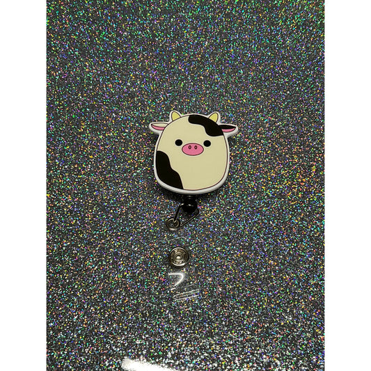 Cow Squishmallow Badge Reel with Swivel Back