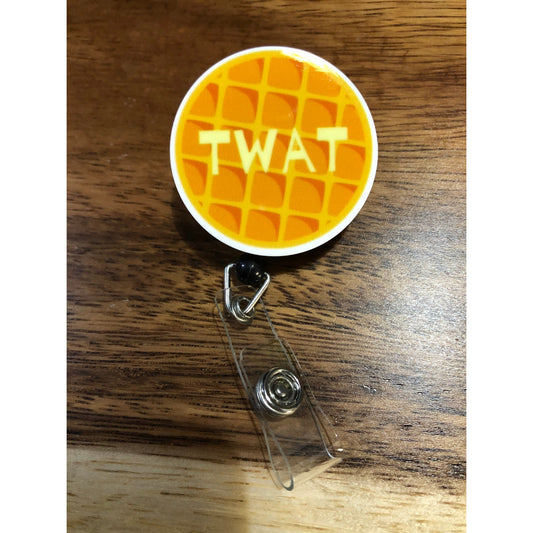 Twat Waffle Badge Reel with Swivel Back